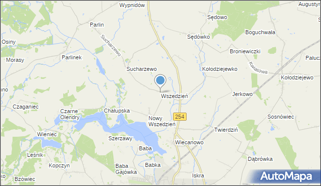 mapa Wszedzień, Wszedzień gmina Mogilno na mapie Targeo
