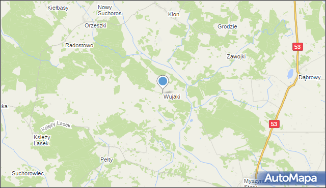 mapa Wujaki, Wujaki na mapie Targeo