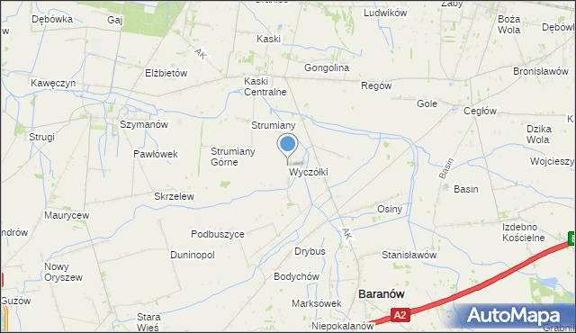 mapa Wyczółki, Wyczółki gmina Baranów na mapie Targeo