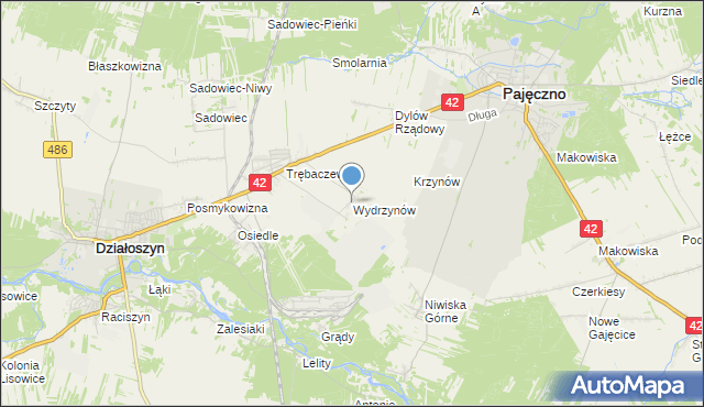 mapa Wydrzynów, Wydrzynów na mapie Targeo