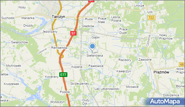 mapa Wylezin, Wylezin gmina Tarczyn na mapie Targeo