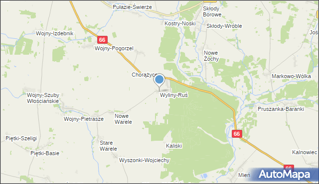 mapa Wyliny-Ruś, Wyliny-Ruś na mapie Targeo