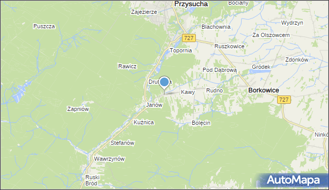 mapa Wymysłów, Wymysłów gmina Borkowice na mapie Targeo