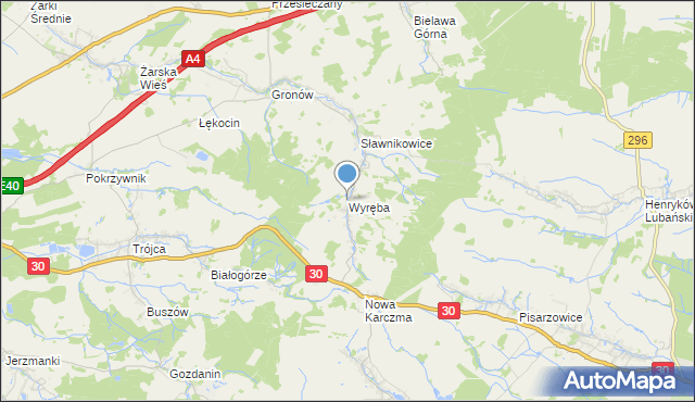 mapa Wyręba, Wyręba gmina Siekierczyn na mapie Targeo