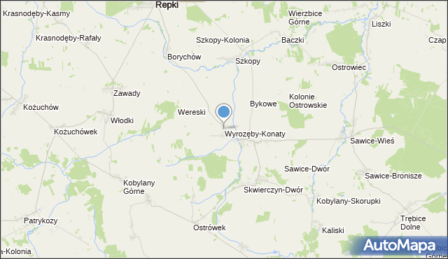 mapa Wyrozęby-Konaty, Wyrozęby-Konaty na mapie Targeo