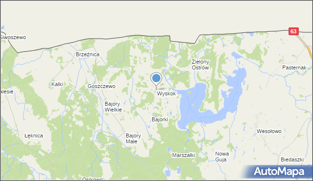 mapa Wyskok, Wyskok gmina Srokowo na mapie Targeo