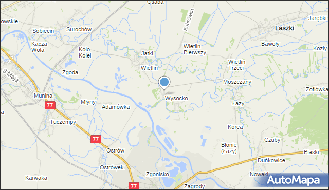 mapa Wysocko, Wysocko gmina Laszki na mapie Targeo