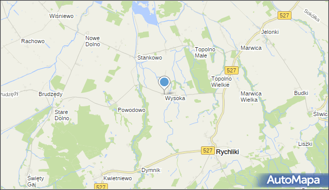 mapa Wysoka, Wysoka gmina Rychliki na mapie Targeo