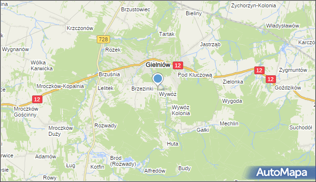 mapa Wywóz, Wywóz na mapie Targeo