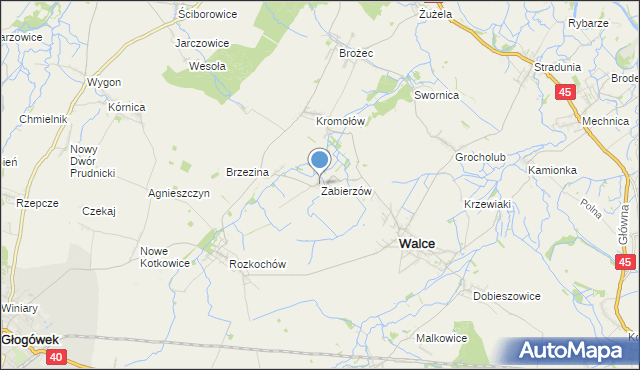 mapa Zabierzów, Zabierzów gmina Walce na mapie Targeo