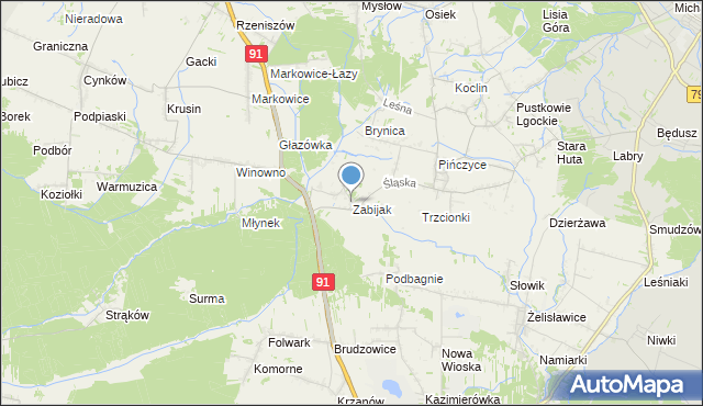 mapa Zabijak, Zabijak gmina Koziegłowy na mapie Targeo