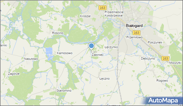 mapa Żabiniec, Żabiniec gmina Białogard na mapie Targeo