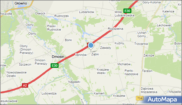 mapa Ząbki, Ząbki gmina Dmosin na mapie Targeo