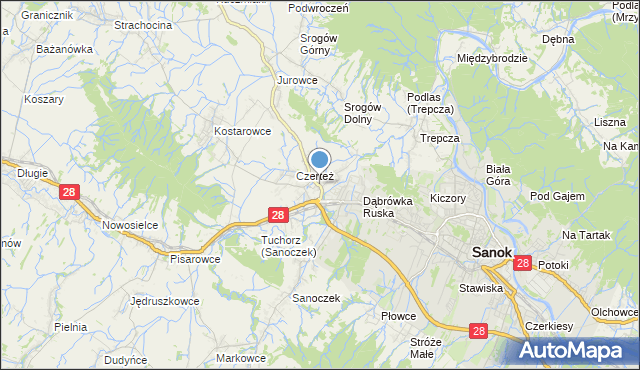 mapa Zabłotce, Zabłotce gmina Sanok na mapie Targeo