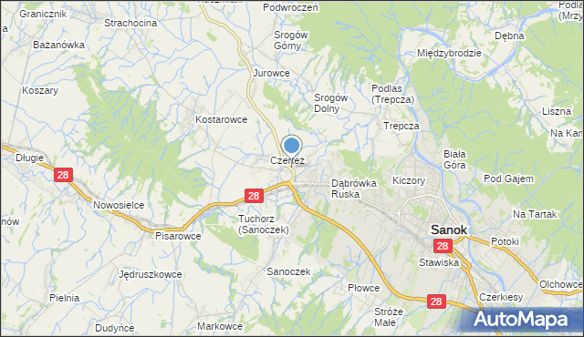 mapa Zabłotce, Zabłotce gmina Sanok na mapie Targeo