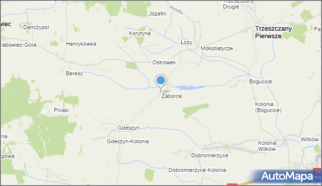 mapa Zaborce, Zaborce gmina Trzeszczany na mapie Targeo