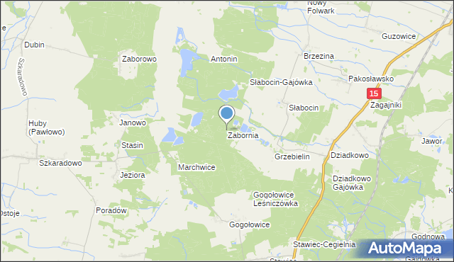 mapa Zabornia, Zabornia gmina Cieszków na mapie Targeo