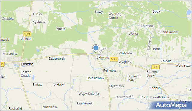 mapa Zaborów, Zaborów gmina Leszno na mapie Targeo