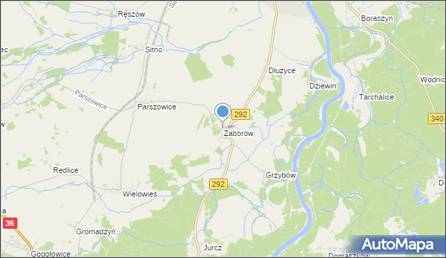 mapa Zaborów, Zaborów gmina Ścinawa na mapie Targeo