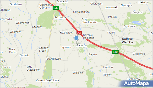 mapa Zaborów, Zaborów gmina Uniejów na mapie Targeo