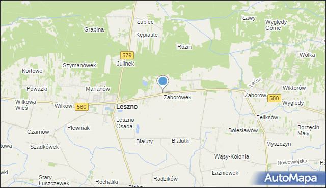 mapa Zaborówek, Zaborówek gmina Leszno na mapie Targeo