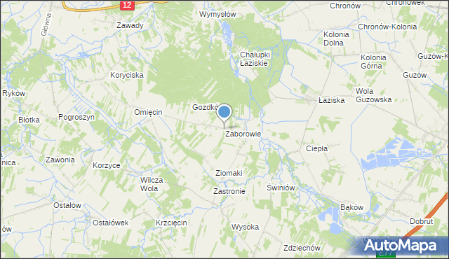 mapa Zaborowie, Zaborowie na mapie Targeo