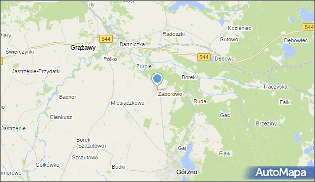 mapa Zaborowo, Zaborowo gmina Górzno na mapie Targeo