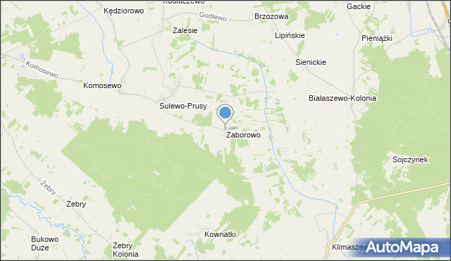 mapa Zaborowo, Zaborowo gmina Grajewo na mapie Targeo