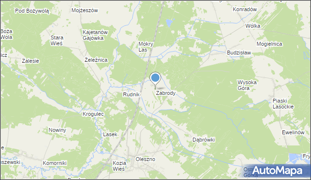 mapa Zabrody, Zabrody gmina Krasocin na mapie Targeo