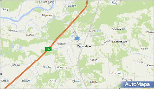 mapa Zabrodzie, Zabrodzie powiat wyszkowski na mapie Targeo