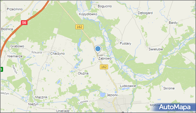 mapa Ząbrowo, Ząbrowo gmina Gościno na mapie Targeo