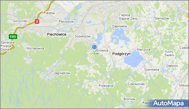 mapa Zachełmie, Zachełmie gmina Podgórzyn na mapie Targeo