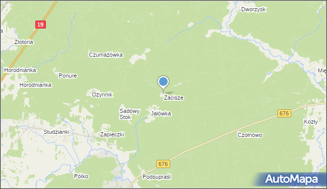 mapa Zacisze, Zacisze gmina Supraśl na mapie Targeo