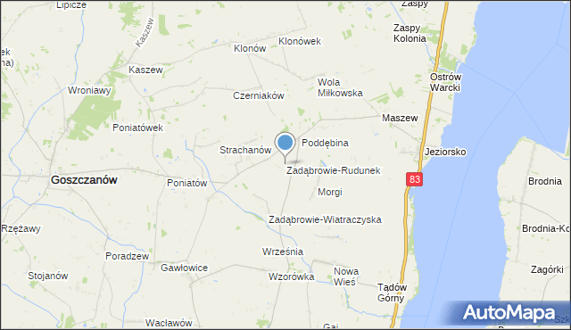 mapa Zadąbrowie-Rudunek, Zadąbrowie-Rudunek na mapie Targeo