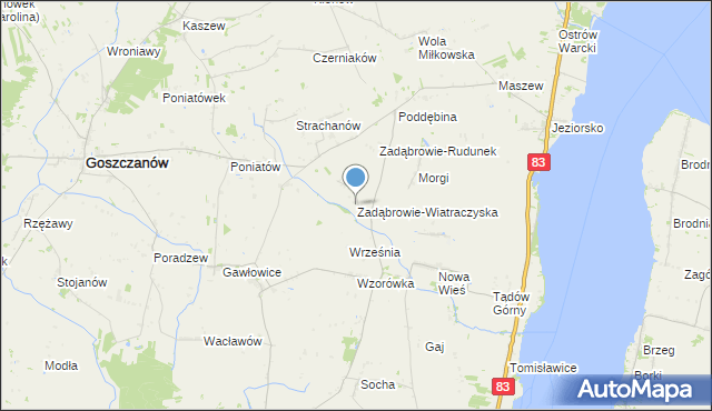 mapa Zadąbrowie-Wiatraczyska, Zadąbrowie-Wiatraczyska na mapie Targeo