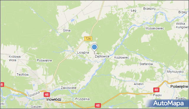 mapa Żądłowice, Żądłowice na mapie Targeo