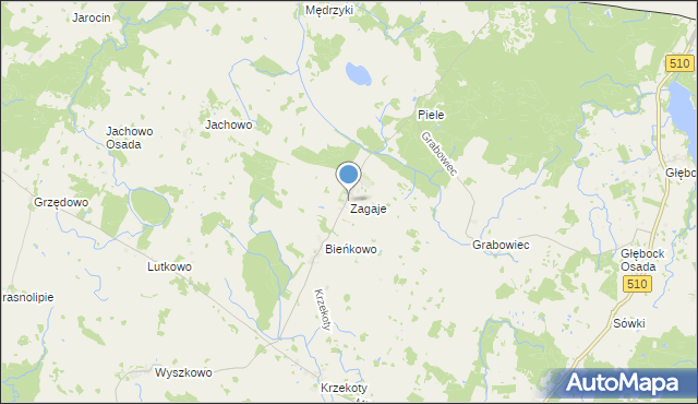 mapa Zagaje, Zagaje gmina Lelkowo na mapie Targeo