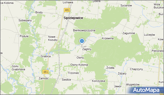 mapa Żagliny, Żagliny na mapie Targeo