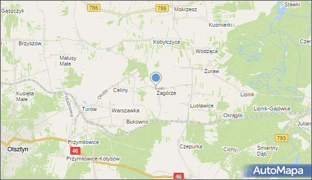 mapa Zagórze, Zagórze gmina Janów na mapie Targeo