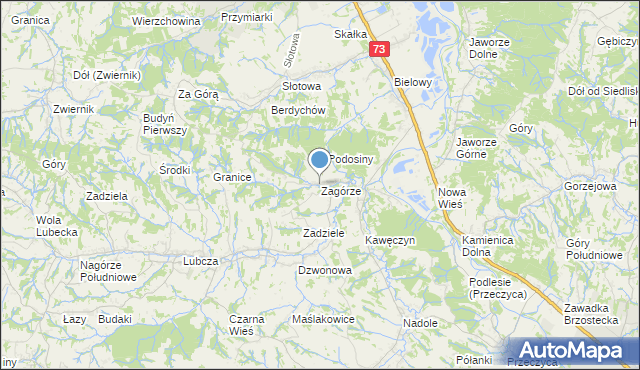 mapa Zagórze, Zagórze gmina Jodłowa na mapie Targeo