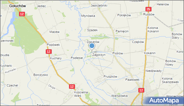mapa Zagorzyn, Zagorzyn gmina Blizanów na mapie Targeo