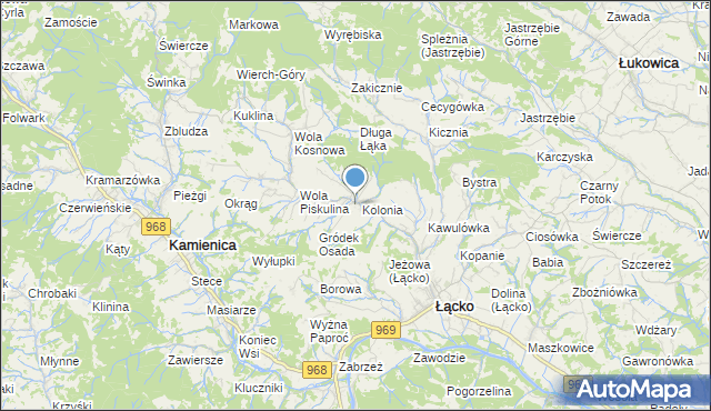 mapa Zagorzyn, Zagorzyn gmina Łącko na mapie Targeo