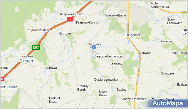 mapa Zagroby-Łętownica, Zagroby-Łętownica na mapie Targeo
