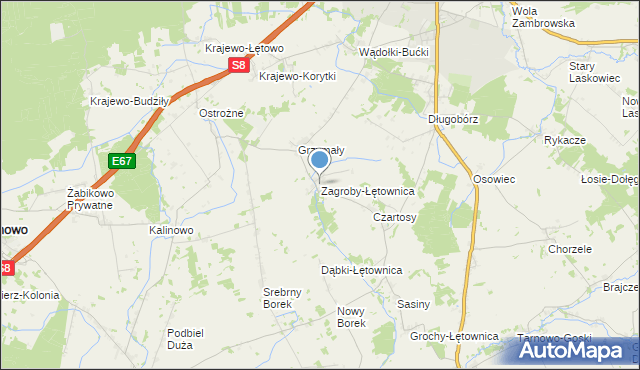 mapa Zagroby-Łętownica, Zagroby-Łętownica na mapie Targeo