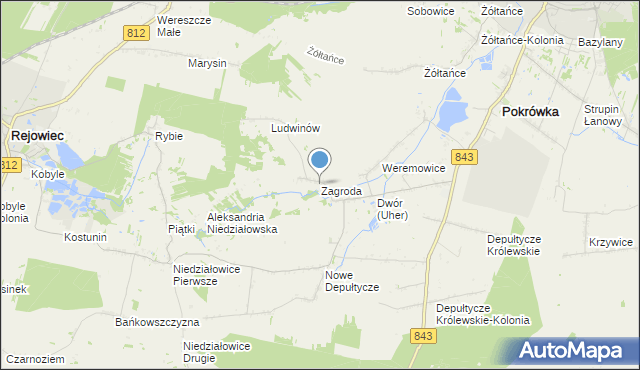 mapa Zagroda, Zagroda gmina Chełm na mapie Targeo