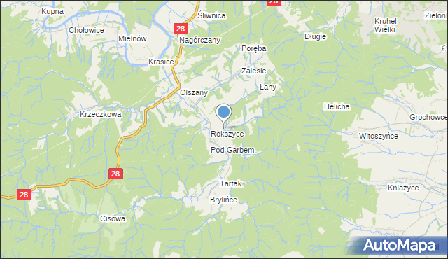 mapa Zaguminek, Zaguminek na mapie Targeo