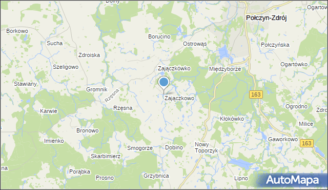 mapa Zajączkowo, Zajączkowo gmina Połczyn-Zdrój na mapie Targeo