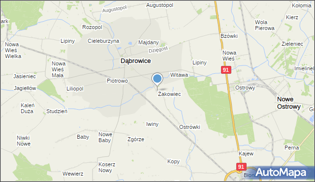 mapa Żakowiec, Żakowiec na mapie Targeo