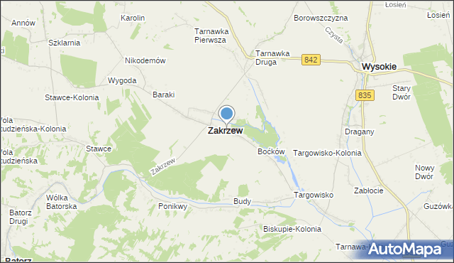 mapa Zakrzew-Kolonia, Zakrzew-Kolonia gmina Zakrzew na mapie Targeo