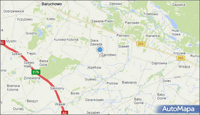 mapa Zakrzewo-Parcele, Zakrzewo-Parcele na mapie Targeo